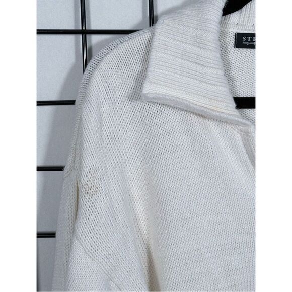 Vintage Structure Full Zip Varsity Cardigan Sweater Mens XL Ivory Eclectic Gran - Picture 6 of 9